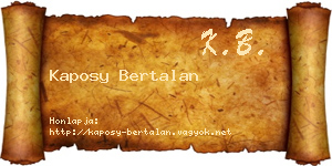 Kaposy Bertalan névjegykártya
